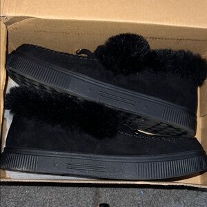 Twin-Set Black Fur Sandals